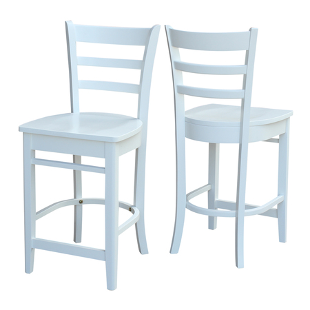 INTERNATIONAL CONCEPTS Emily Counter Height Stool, 24" Seat Height, White S08-6172